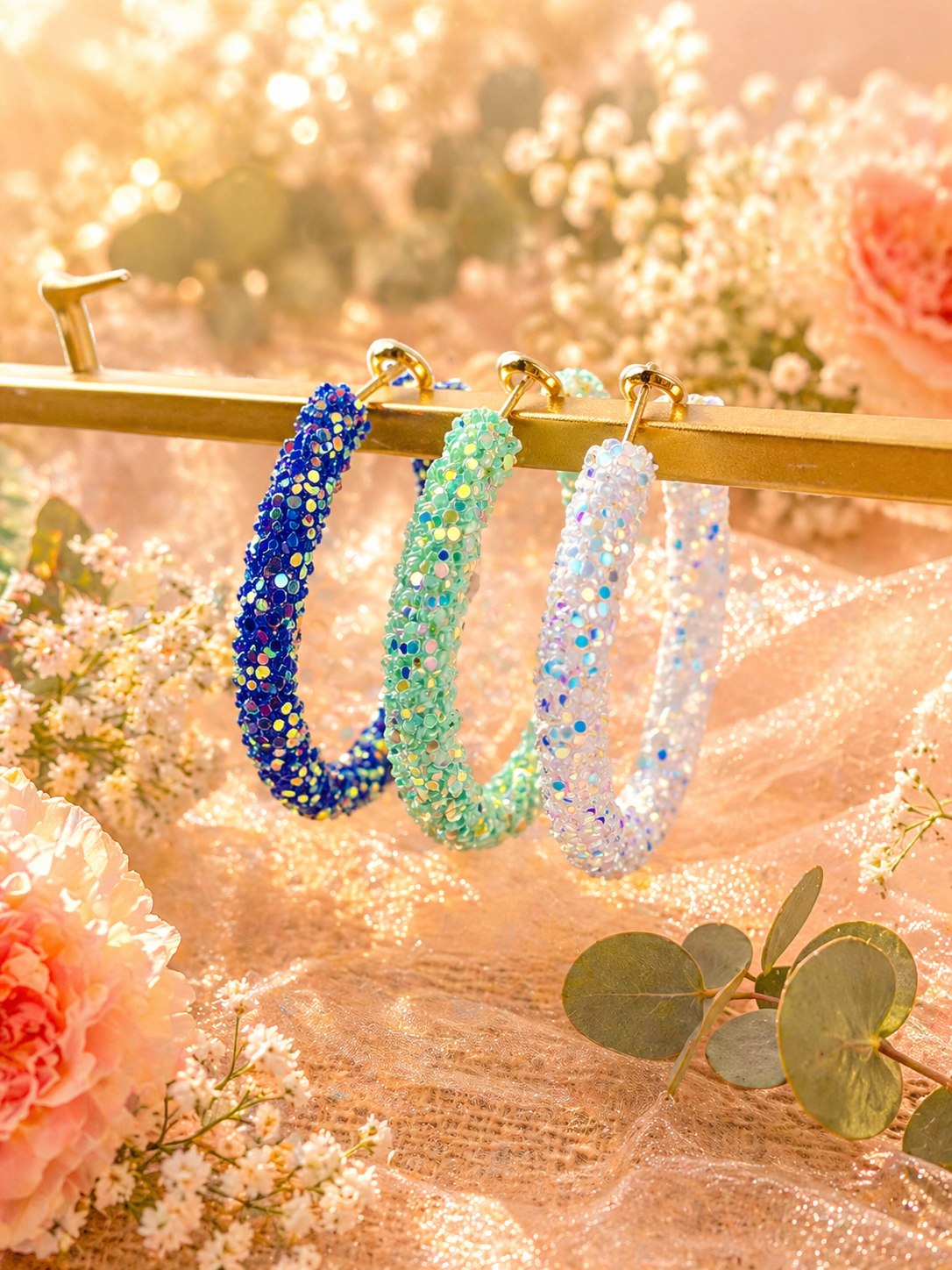 Confetti Sparkle Hoop Earrings