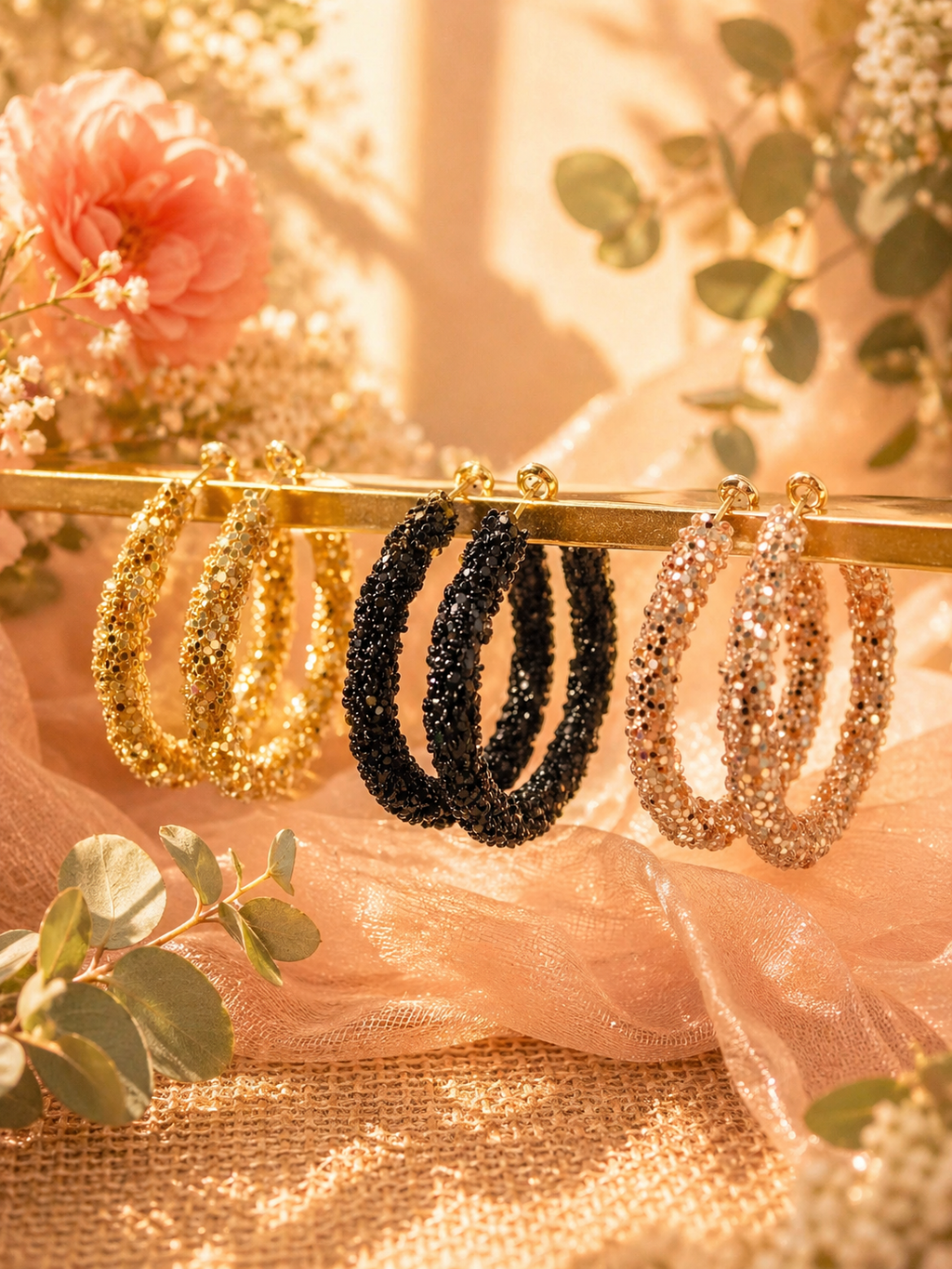 Confetti Sparkle Hoop Earrings