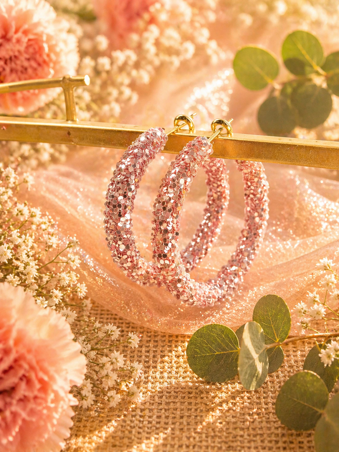 Confetti Sparkle Hoop Earrings