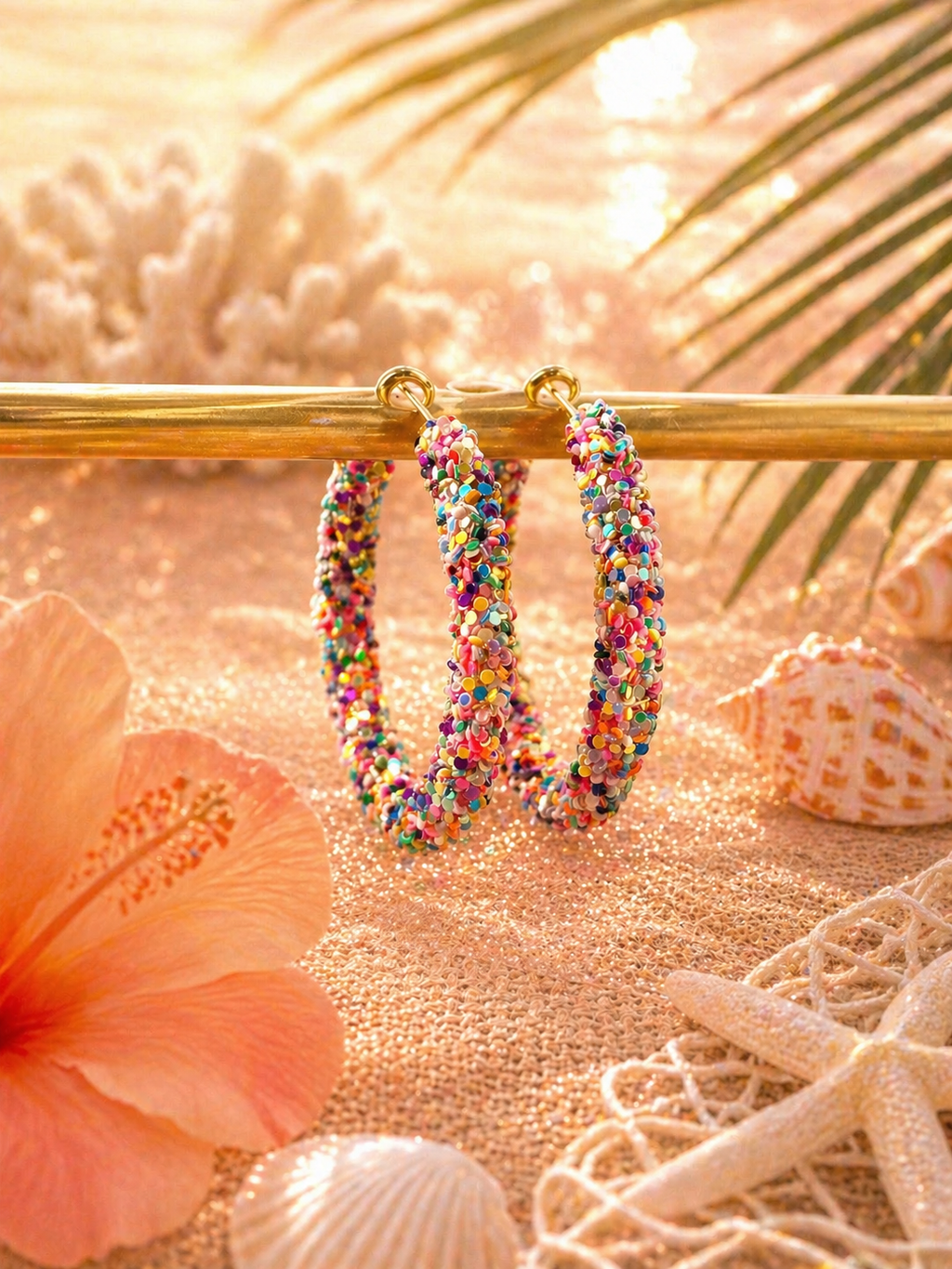 Confetti Sparkle Hoop Earrings
