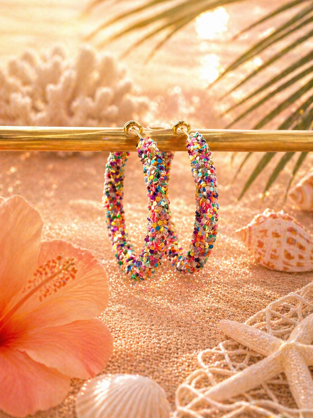 Confetti Sparkle Hoop Earrings