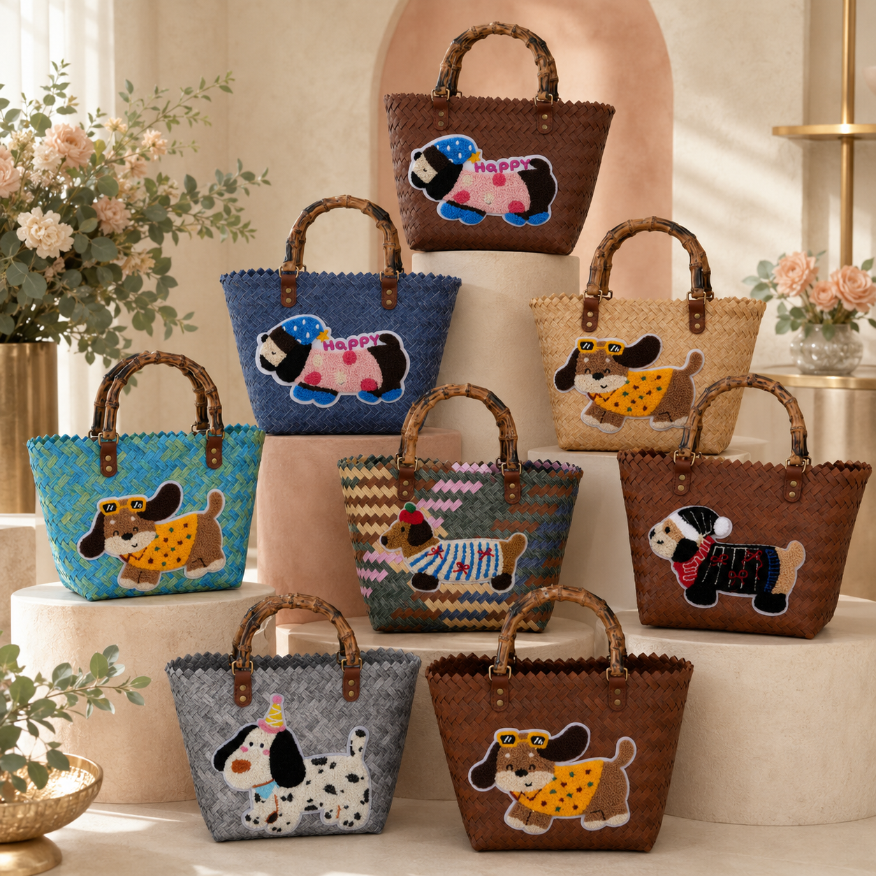 Sunny Pup Woven Tote