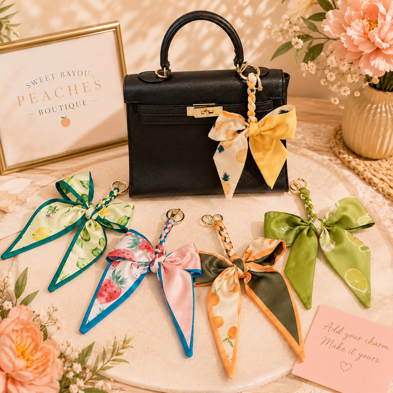 Tie Me Peachy Bow Charm