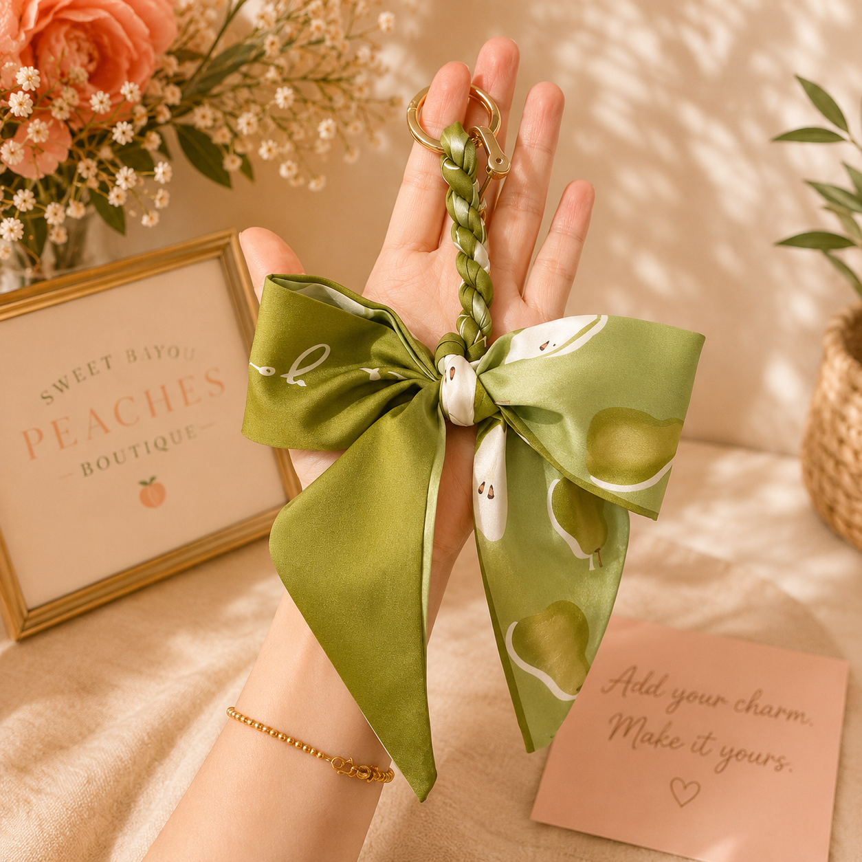 Tie Me Peachy Bow Charm