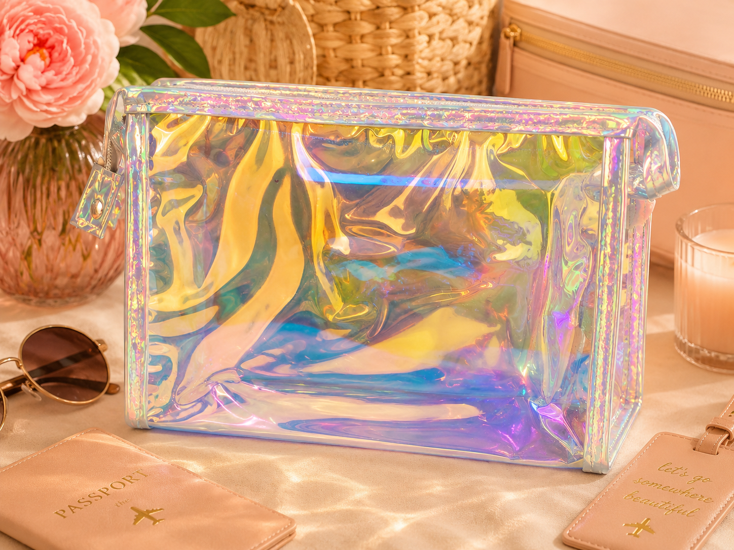 Iridescent Luxe Travel Cosmetic Bag