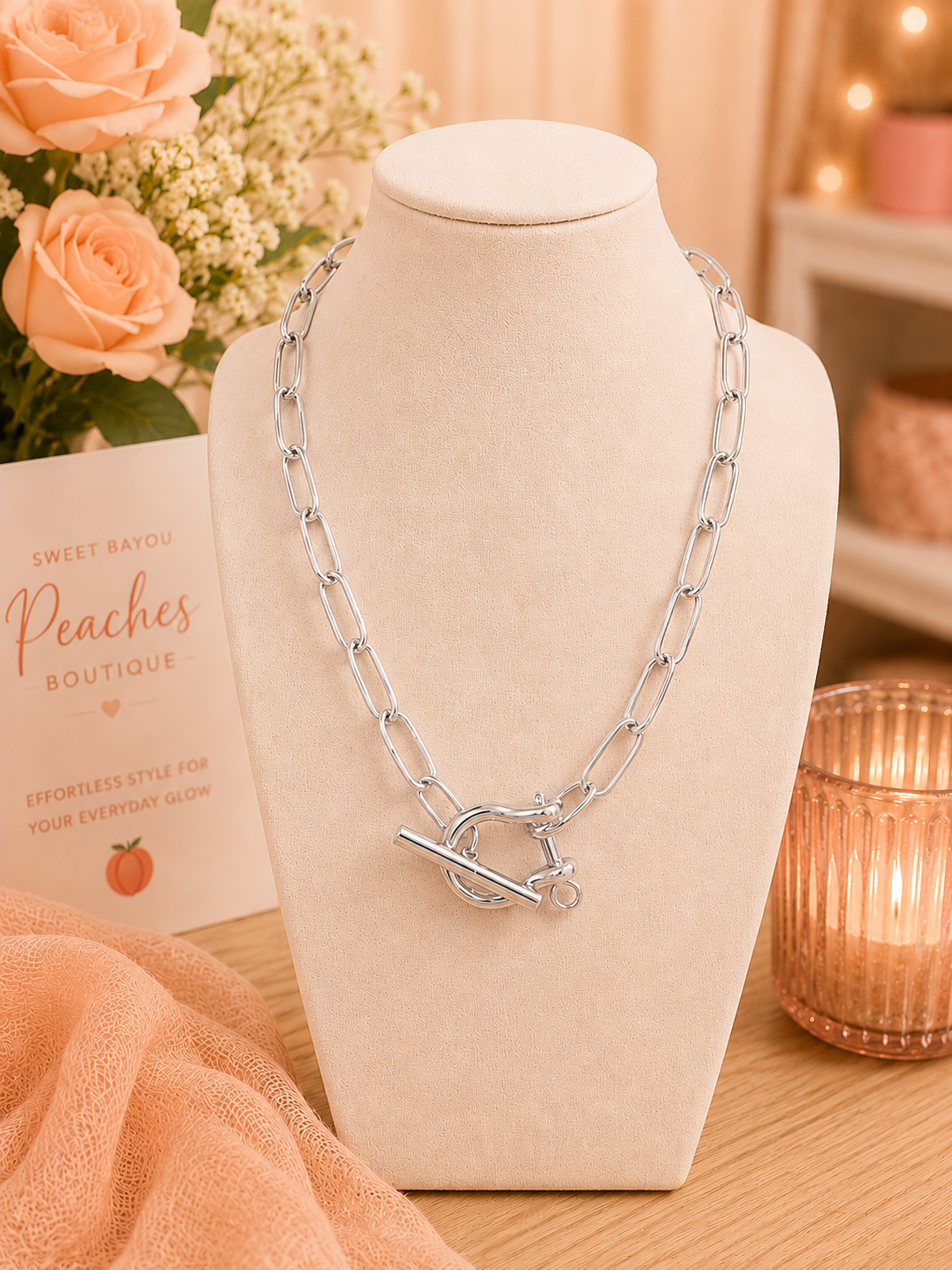 Silver Luxe Paperclip Toggle Necklace