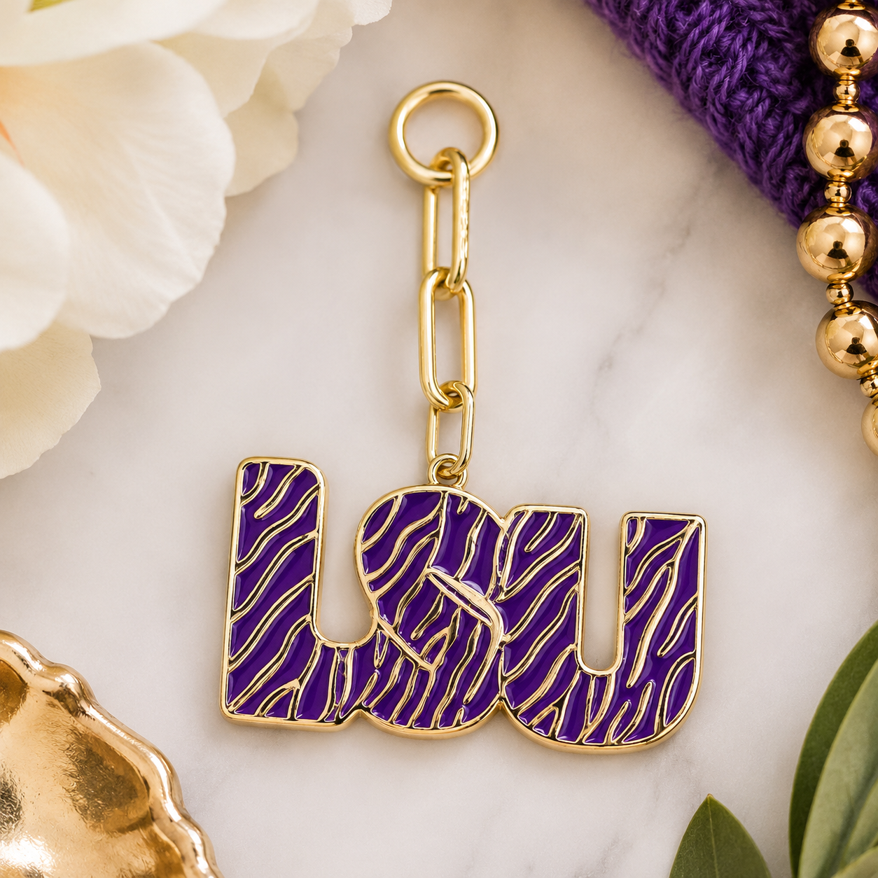 LSU Zebra Print Charm