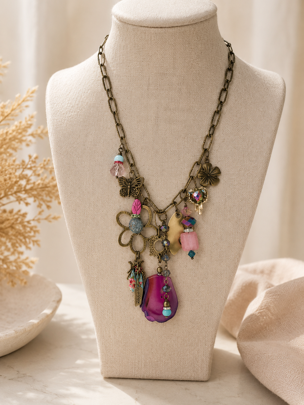 Pink Treasure Charm Necklace