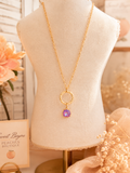 Golden Lilac Halo Crystal Necklace