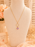 Pink Halo Crystal Pendant Necklace