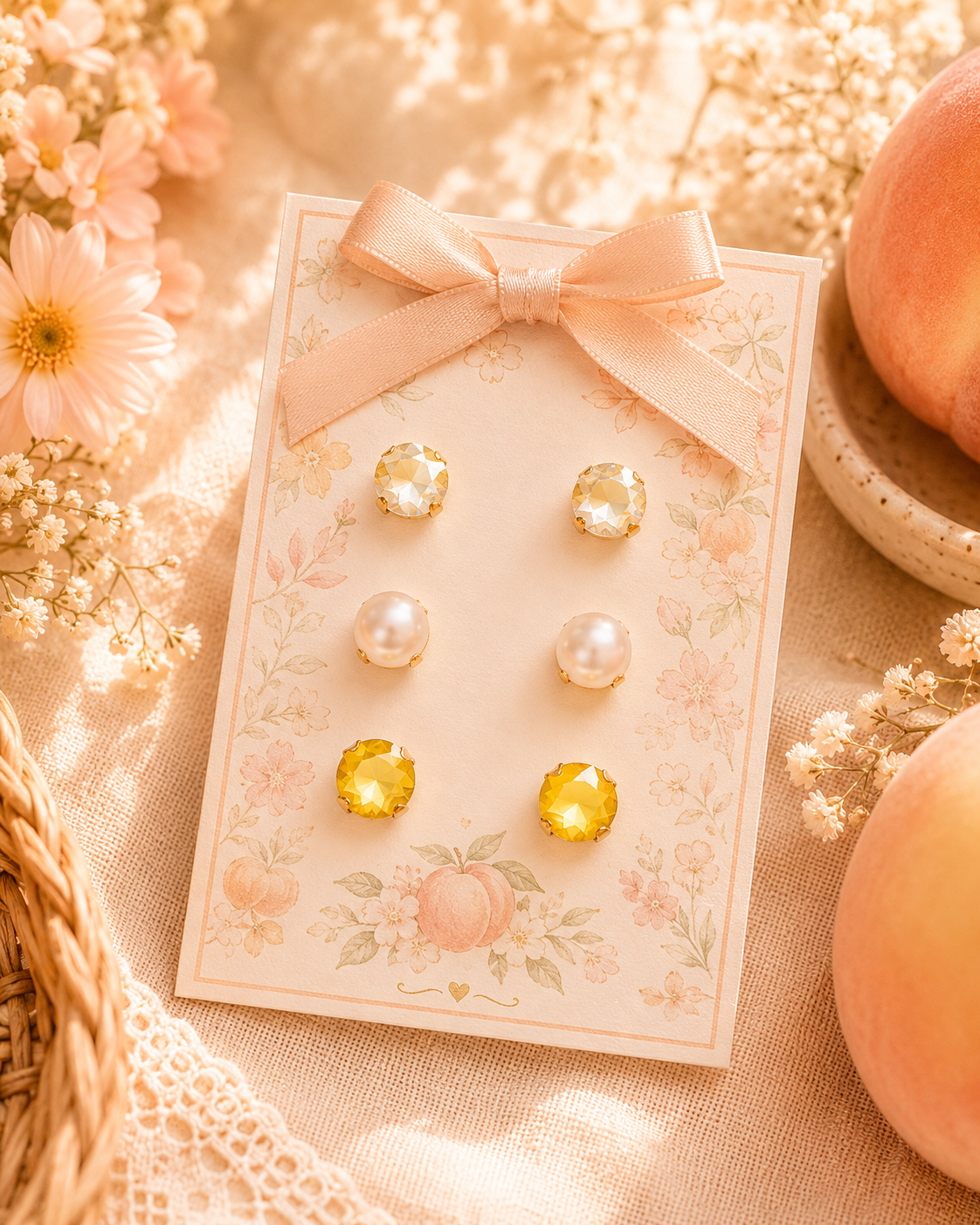 Peach Blossom Stud Earring Set