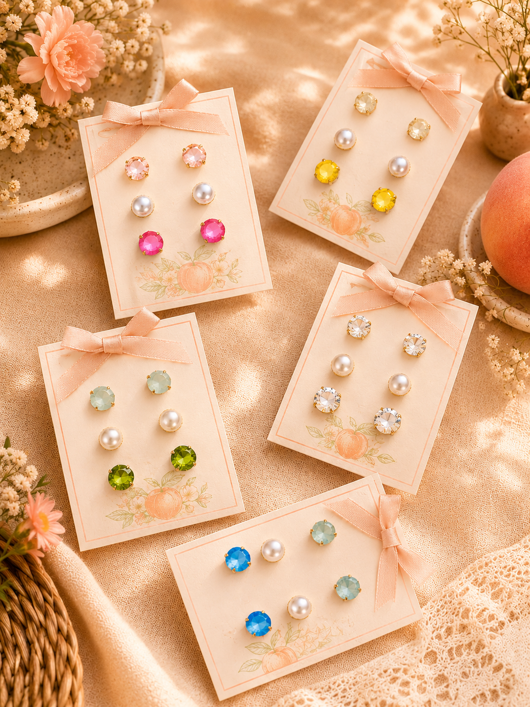 Peach Blossom Stud Earring Set