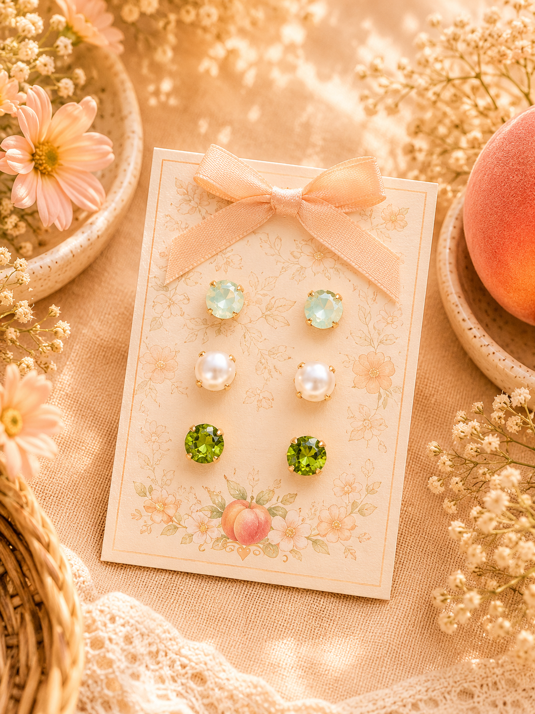 Peach Blossom Stud Earring Set