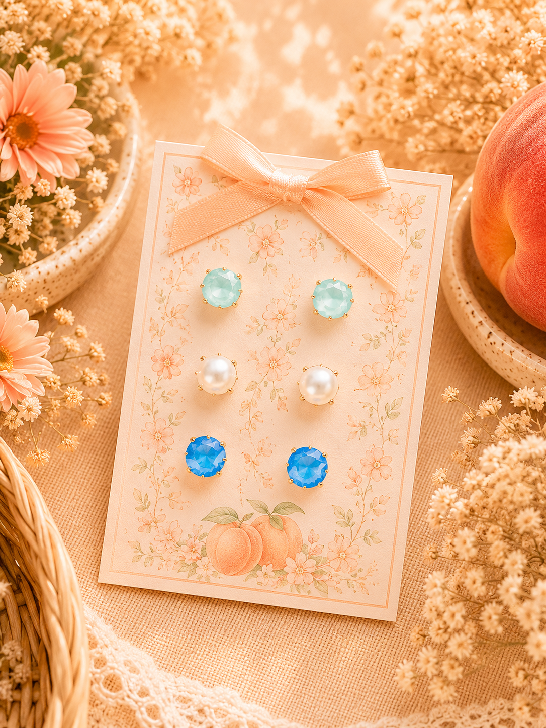 Peach Blossom Stud Earring Set