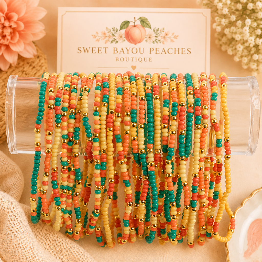 Peachy Pop Seed Bead Bracelets