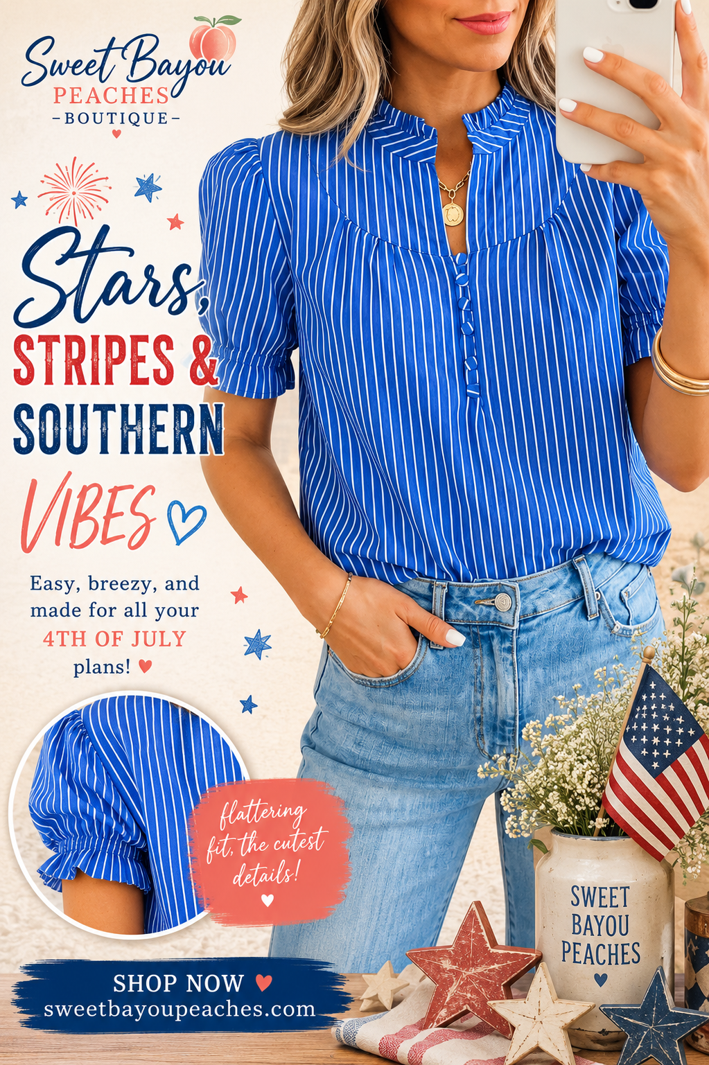 Coastal Chic Blue Striped Blouse