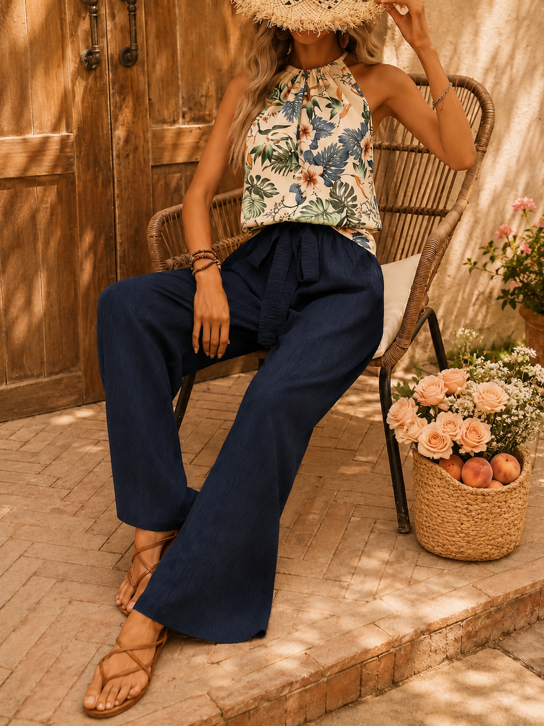 🌿 Coastal Charm Wide Leg Pant Set