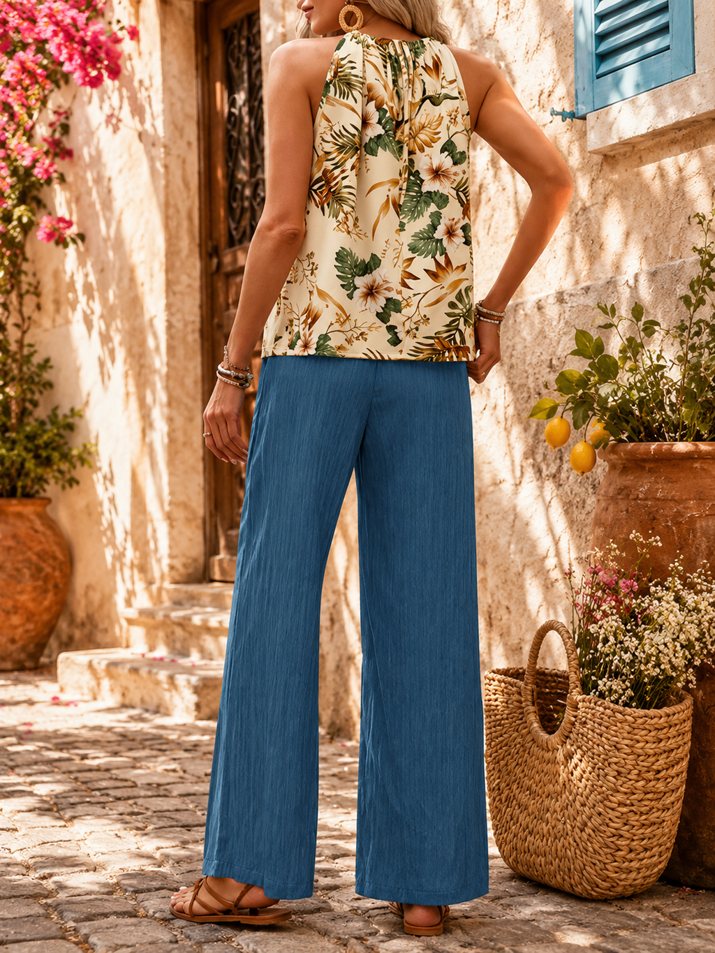 🌿 Coastal Charm Wide Leg Pant Set
