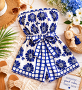 Strapless Tie Waist Romper