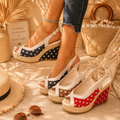 Polka Dot Peep Toe Wedge Sandals