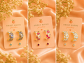 Golden Glow Gem Hoop Duet Earrings