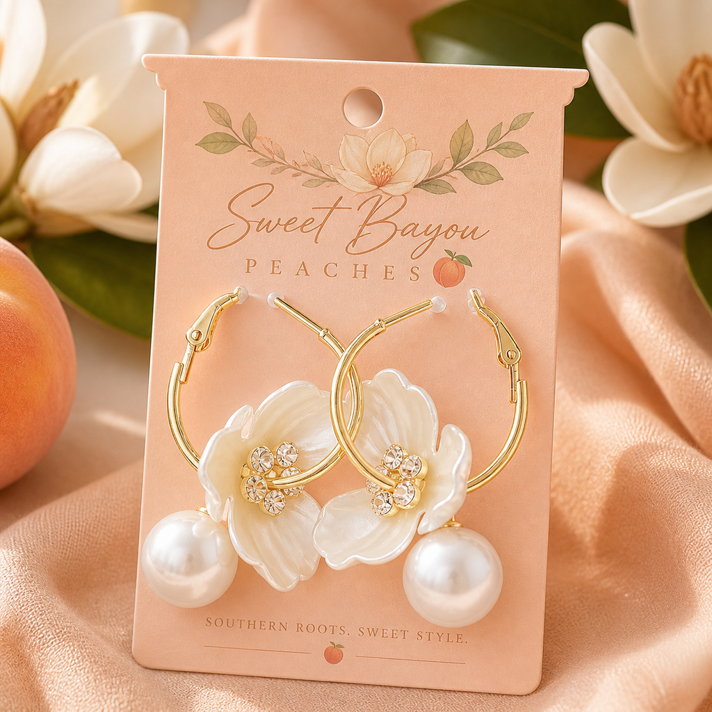 Blushing Bloom Pearl Hoop Earrings