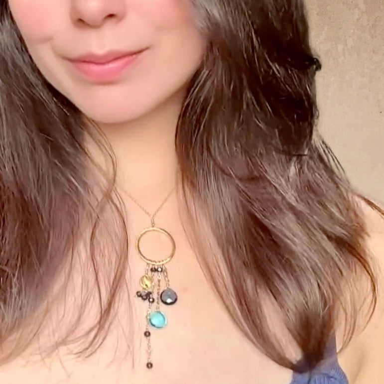 Blue Bayou Gemstone Hoop Necklace