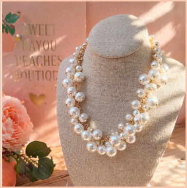 Peach Blossom Pearl Statement Necklace