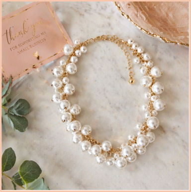 Peach Blossom Pearl Statement Necklace