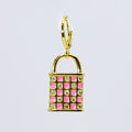 Pink Plaid Lock Charm CH-385