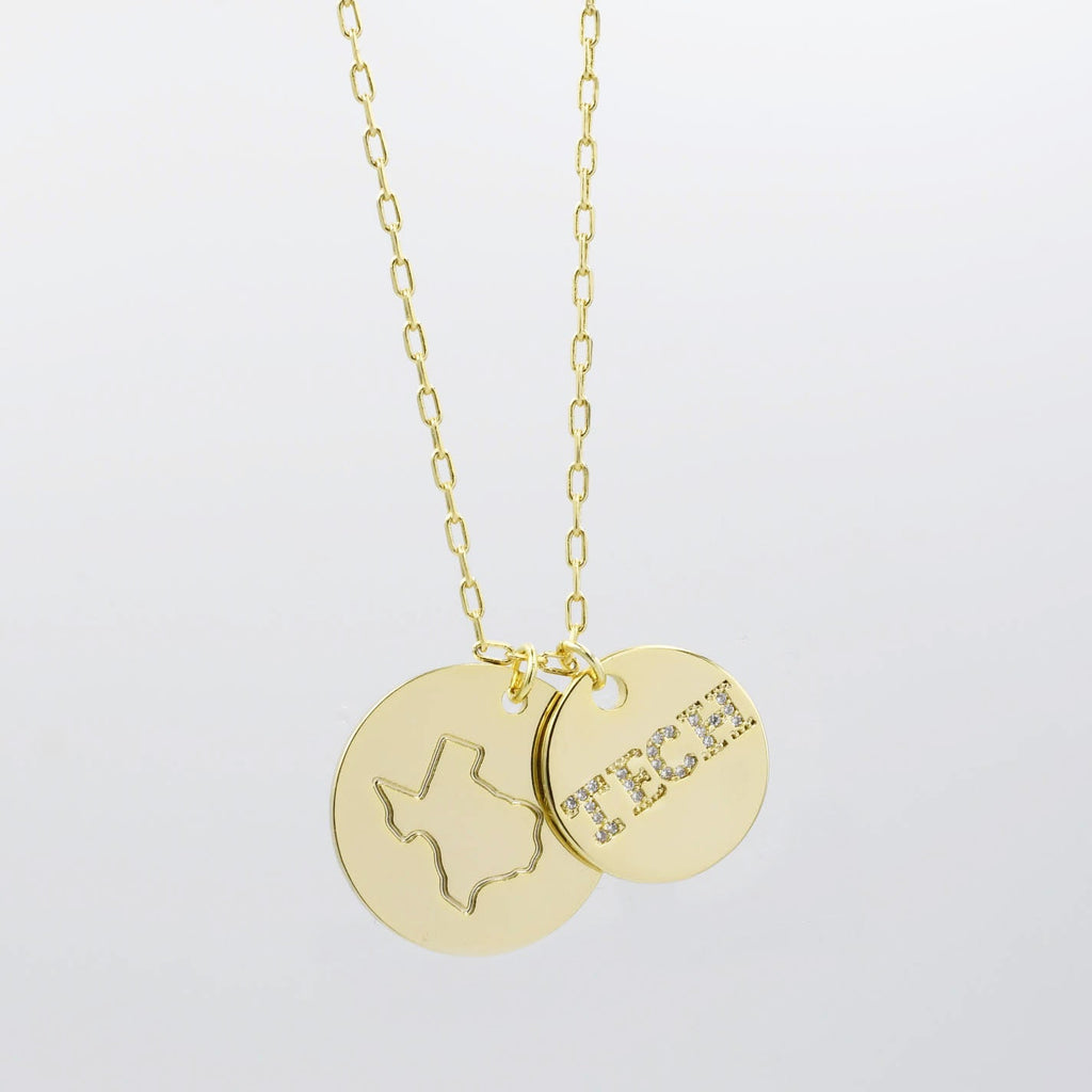 Texas Tech Double Circle Necklace Gold T31