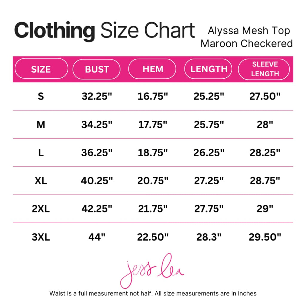 Alyssa Mesh Top- Maroon Checkered