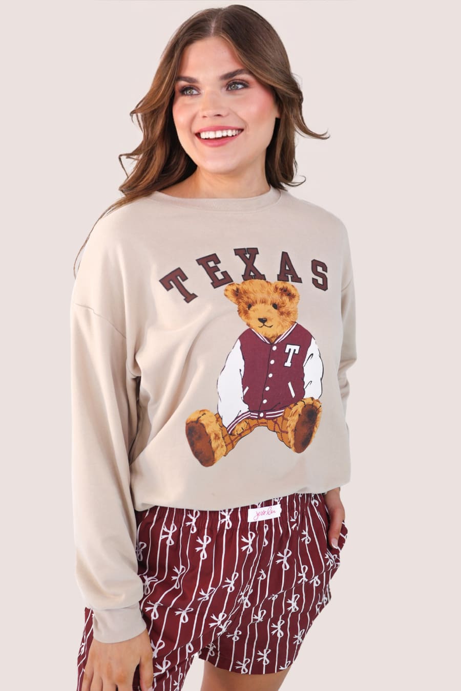 Benny The Bear Texas Pullover- Maroon