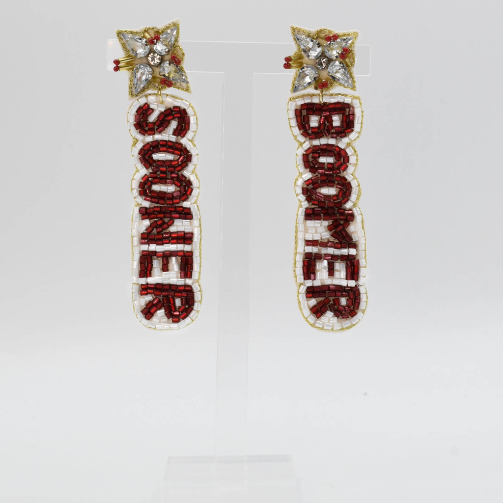 Boomer Sooner Beaded/Jeweled Earrings T24