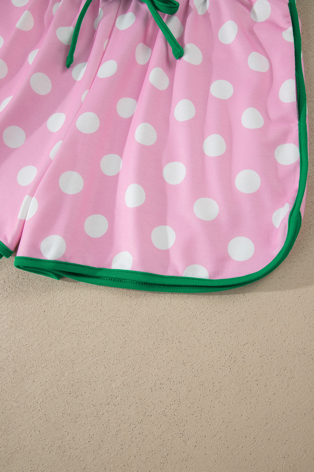 Pink Polka Dot Contrast Edge Casual Short Set