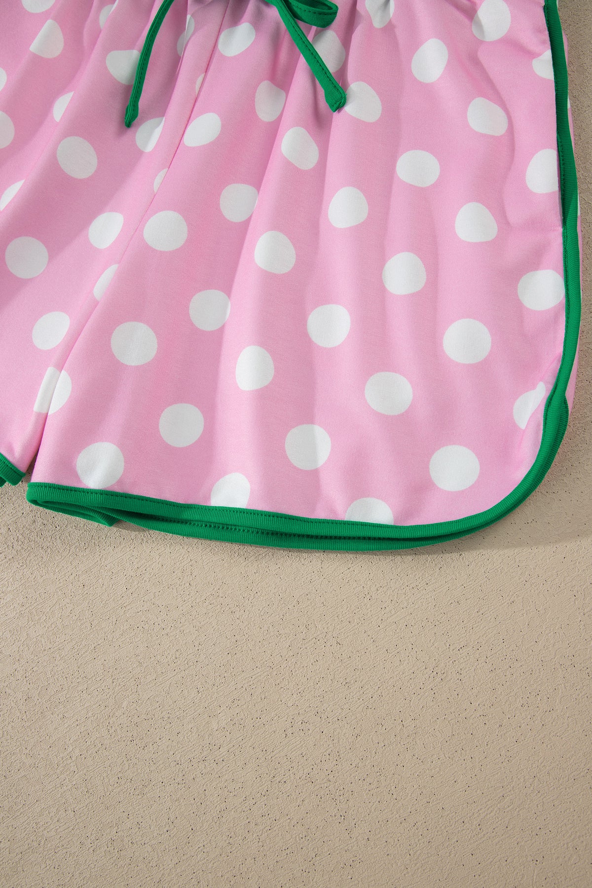 Pink Polka Dot Contrast Edge Casual Short Set