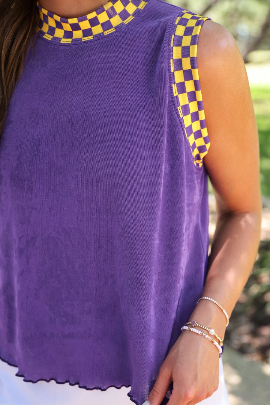 Checkmate Ribbed Tank- Purple