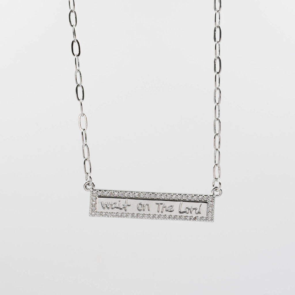 Silver Wait on the Lord Necklace