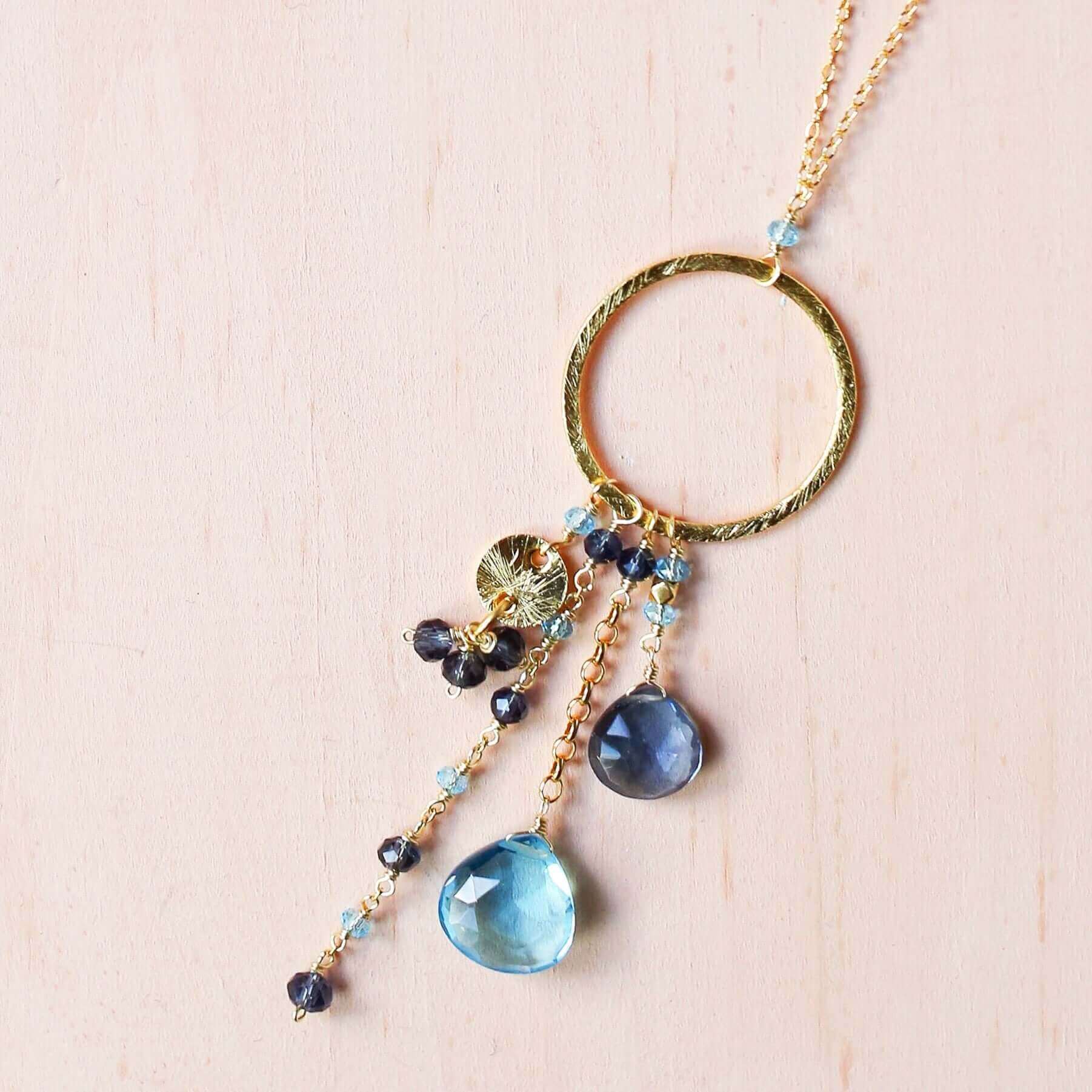 Blue Bayou Gemstone Hoop Necklace
