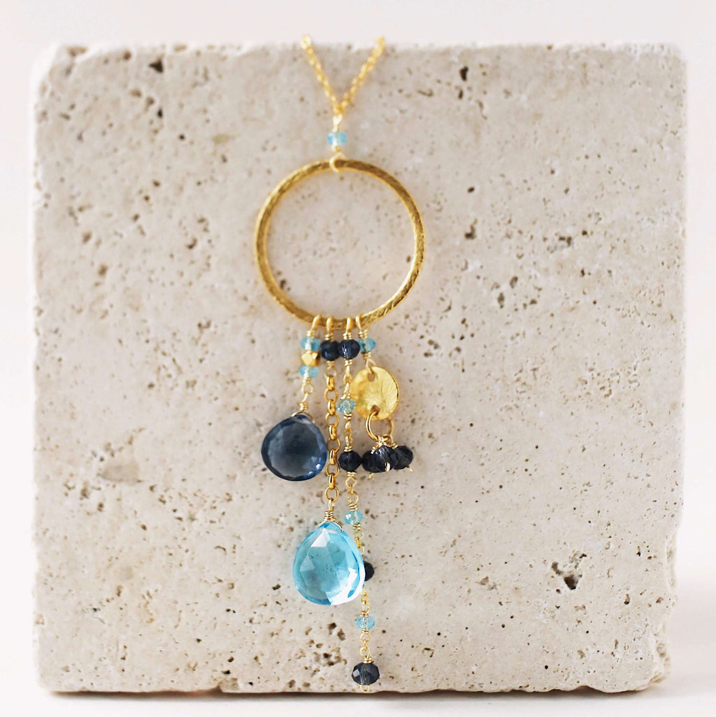 Blue Bayou Gemstone Hoop Necklace