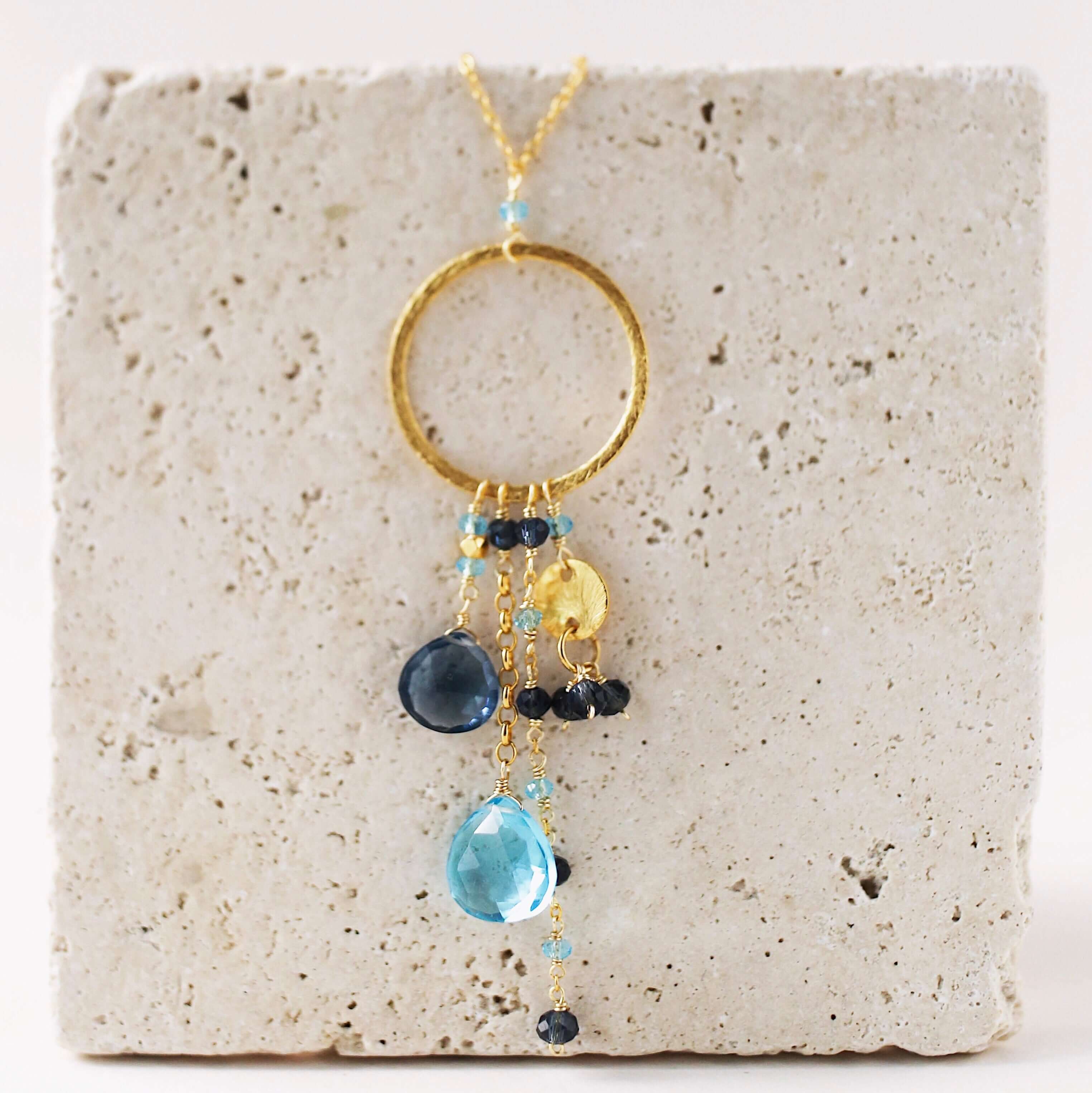 Blue Bayou Gemstone Hoop Necklace
