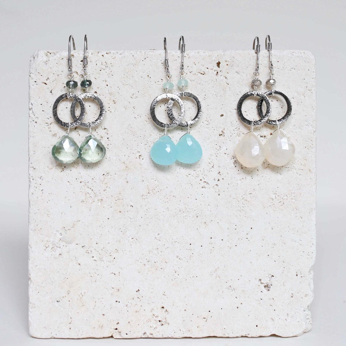 The Airie Earring - White Chalcedony Silver