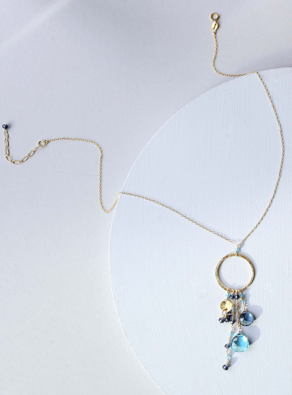 Blue Bayou Gemstone Hoop Necklace