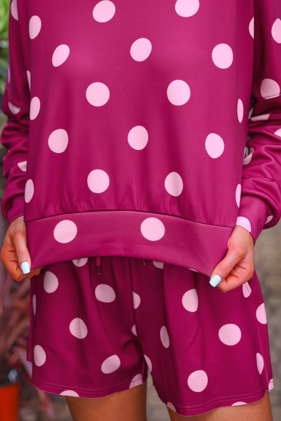 Luna Luxe Pullover Set- Pink Polka Dot