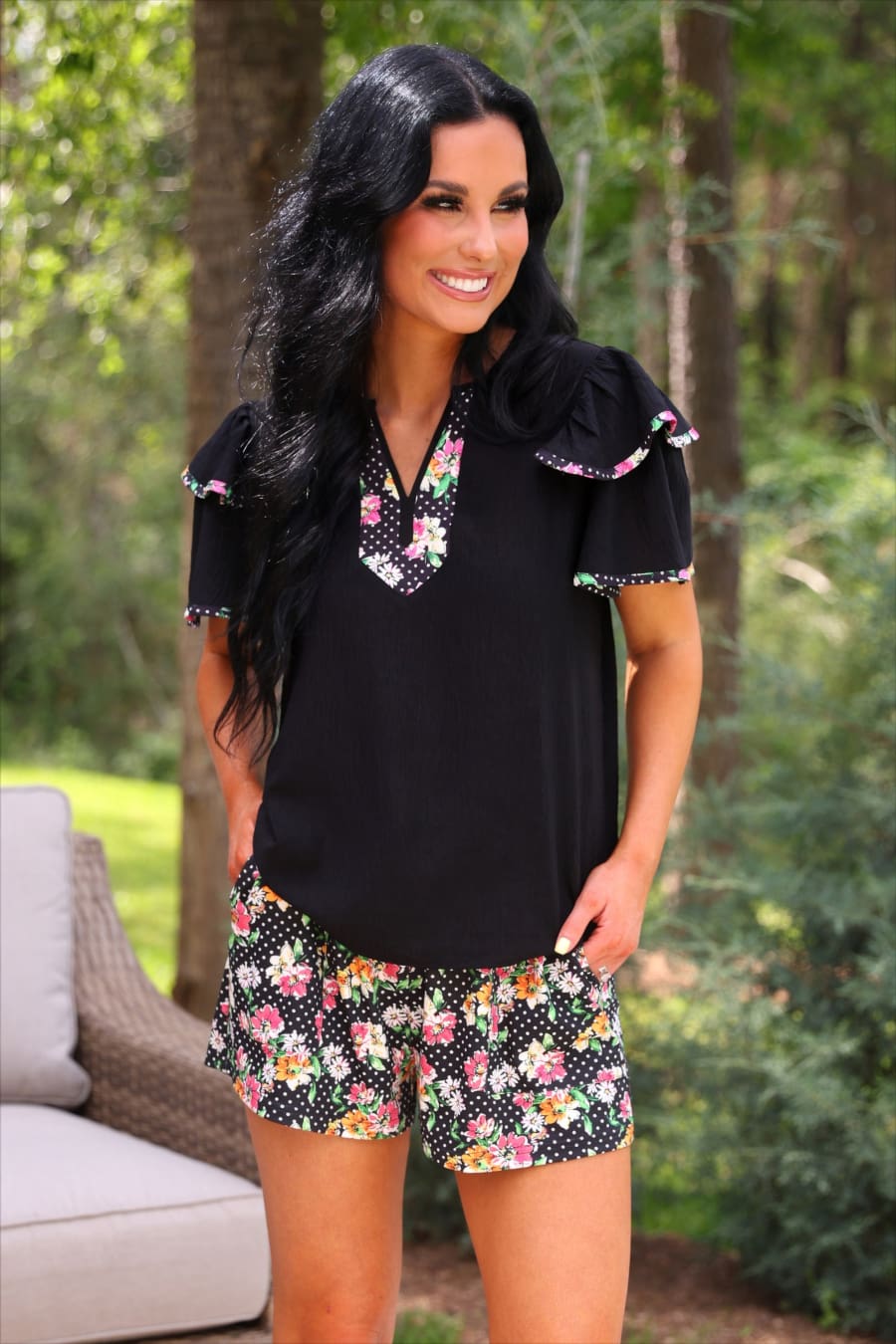 Runway Paperbag Shorts- Daisy Polka Dot