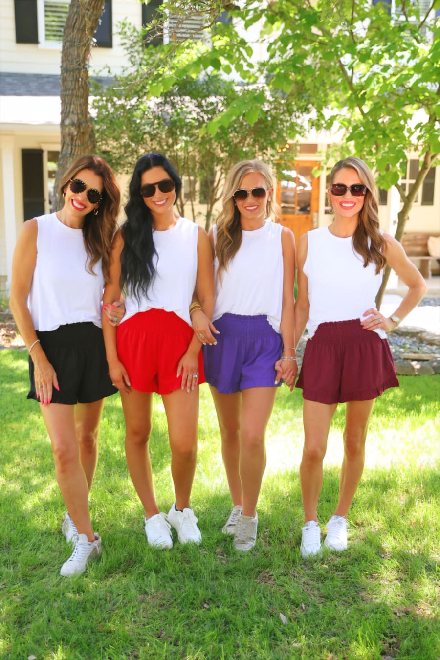 Sunny Strolls High Waisted Shorts- Red